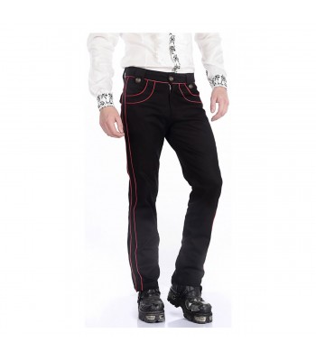 Men Black Pentagramme Red Pant Gothic Military Officer Pants Trousers 